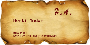 Honti Andor névjegykártya